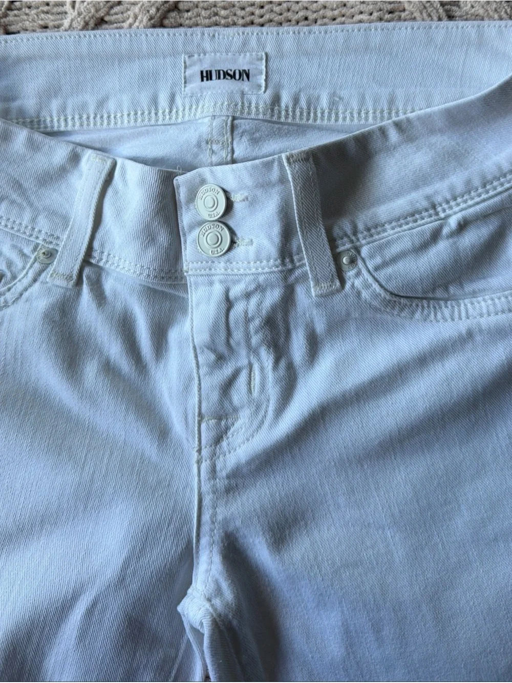 Hudson Jeans Women's Skinny Cuffed White Denim